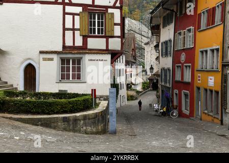 Baden, Schweiz - 4. November 2024: Blick im Zentrum von Baden auf die Schweiz Stockfoto