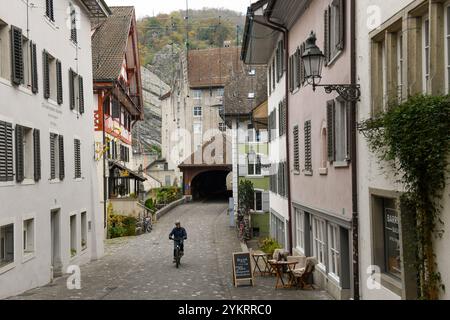 Baden, Schweiz - 4. November 2024: Blick im Zentrum von Baden auf die Schweiz Stockfoto