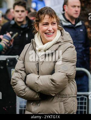 London, Großbritannien. November 2024. Victoria Atkins, Schattensekretärin für Umwelt, Ernährung und ländliche Angelegenheiten bei der Veranstaltung. Bauern, ihre Familien und Unterstützer protestieren im Zentrum Londons gegen Pläne zur Einführung der Erbschaftssteuer für Landwirte. Quelle: Imageplotter/Alamy Live News Stockfoto