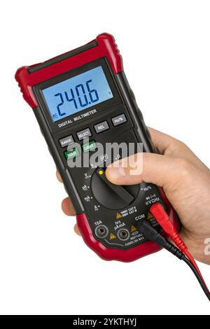 Digitales Handmultimeter Zur Anzeige Der Spannung Stockfoto