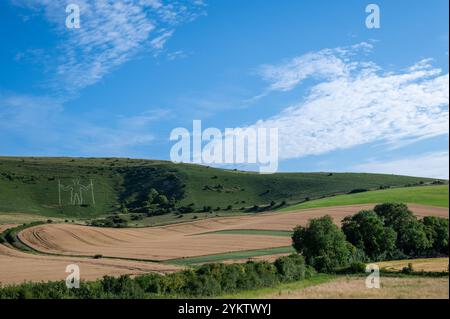 Der lange Mann von Wilmington in den Sussex Downs, England, im Sommer Stockfoto