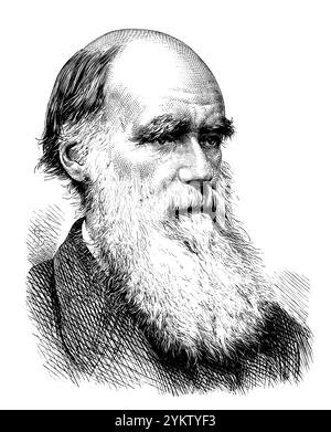 Charles Robert Darwin, 1809–1882, britischer Naturforscher, Evolutionstheorie Stockfoto