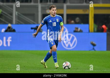 17. November 2024, San Siro Stadion, Mailand, Italien; internationaler Fußball UEFA Nations League, Gruppe 2; Italien gegen Frankreich; Nicolo Barella aus Italien Stockfoto