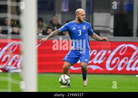 17. November 2024, San Siro Stadium, Mailand, Italien; internationaler Fußball UEFA Nations League, Gruppe 2; Italien gegen Frankreich; Federico Dimarco aus Italien Stockfoto