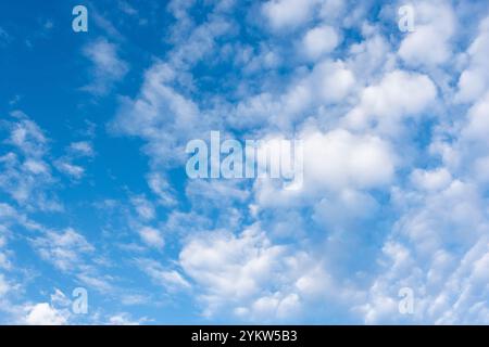 Diferentes formaciones de nubes en el cielo azul por la tarde Stockfoto