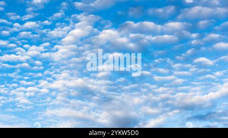 Diferentes formaciones de nubes en el cielo azul por la tarde Stockfoto