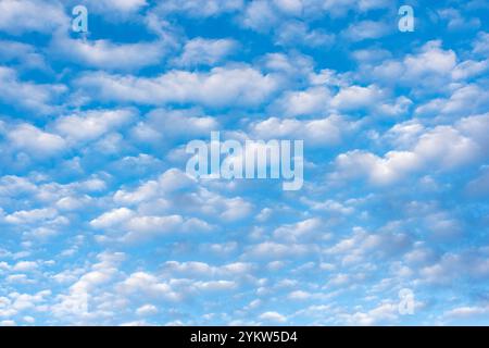 Diferentes formaciones de nubes en el cielo azul por la tarde Stockfoto