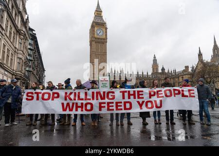 London, Großbritannien. November 2024. Die Bauern protestieren in Westminster gegen die Änderung der Erbschaftssteuerregelung auf Betriebe mit einem Wert von mehr als einer Million Pfund. London, England, Großbritannien, am 19. November 2024. Foto von Ray Tang/ABACAPRESS. COM Credit: Abaca Press/Alamy Live News Stockfoto
