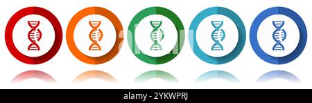 DNA-geschnittene Vektorsymbole, flaches Symbolset für Logo-Design, Webdesign und mobile Anwendungen, farbenfrohe Webbutton-Kollektion in eps 10 Stock Vektor