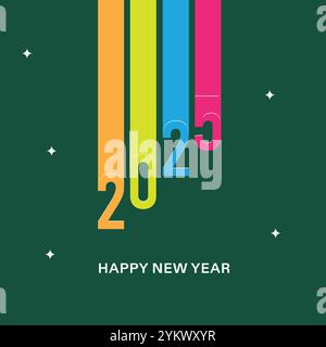 2025er Set, 25er-Set mit Silvesterlogo in Schwarz-weiß, Happy New Year 2025, Neujahrsfeier, 2025 neue Kollektion Stock Vektor