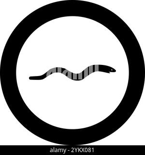 Aal Fisch Schlange Form Meeresfrüchte Konzept Symbol im Kreis rund schwarz Farbe Vektor Illustration Bild solide Umrissart einfach Stock Vektor