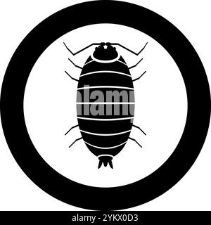 Roly Poly Holzlouse Porcellio Schaber Holzdruff Symbol im Kreis rund schwarz Farbe Vektor Illustration Bild Solid Umriss Stil einfach Stock Vektor