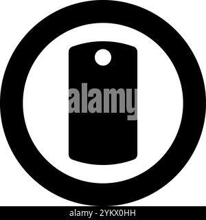 Hund Tag Militär Soldat Tiermarken für Kragen Icon im Kreis rund schwarz Farbe Vektor Illustration Bild solide Umrissstil einfach Stock Vektor