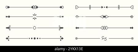 Set Mit Dekorativen Trennelementen. Vintage-Trennzeichen. Kollektion Für Dekorationselemente Für Kurvenränder. Verzierte Konstruktionselemente. Abbildung Des Isolierten Vektors Stock Vektor