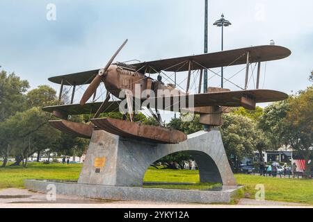 Modell des ersten Plans, von Lissabon (Portugal) nach Brasilien im Südatlantik zu überqueren. Stockfoto