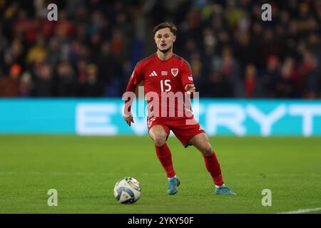 Cardiff, Großbritannien. November 2024. Liam Cullen aus Wales in Aktion. Wales gegen Island, UEFA Nations League, Spiel der Gruppe H im Cardiff City Stadion am Dienstag, den 19. November 2024. Nur redaktionelle Verwendung. bild von Andrew Orchard/Andrew Orchard Sportfotografie/Alamy Live News Credit: Andrew Orchard Sportfotografie/Alamy Live News Stockfoto