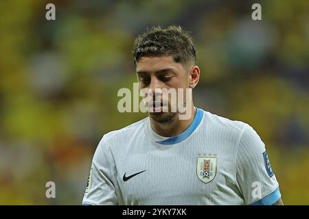 Salvador, Brasilien. November 2024. Federico Valverde aus Uruguay, während des Spiels zwischen Brasilien und Uruguay für die 12. Runde der FIFA 2026-Qualifikation, am 19. November 2024 im Arena Fonte Nova Stadium in Salvador, Brasilien. Foto: Heuler Andrey/DiaEsportivo/Alamy Live News Credit: DiaEsportivo/Alamy Live News Stockfoto