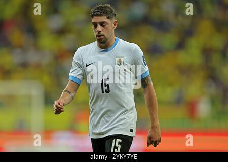 Salvador, Brasilien. November 2024. Federico Valverde aus Uruguay, während des Spiels zwischen Brasilien und Uruguay für die 12. Runde der FIFA 2026-Qualifikation, am 19. November 2024 im Arena Fonte Nova Stadium in Salvador, Brasilien. Foto: Heuler Andrey/DiaEsportivo/Alamy Live News Credit: DiaEsportivo/Alamy Live News Stockfoto