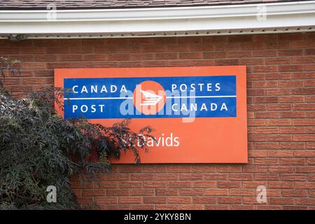 Postschild St. Davids an der Four Mile Creek Road in Niagara-on-the-Lake, Ontario, Kanada Stockfoto