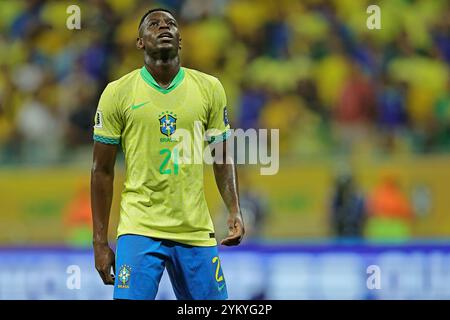 Salvador, Brasilien. November 2024. Luiz Henrique aus Brasilien reagiert am 19. November 2024 im Arena Fonte Nova Stadion in Salvador, Brasilien, während des Spiels zwischen Brasilien und Uruguay für die 12. Runde der FIFA 2026-Qualifikation. Foto: Heuler Andrey/DiaEsportivo/Alamy Live News Credit: DiaEsportivo/Alamy Live News Stockfoto