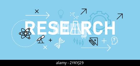 Forschung Icon Konzept Daten Medien Beobachtung Labor medizinische Test Überwachung Testdesign Umrisssatz Sammlung Stock Vektor
