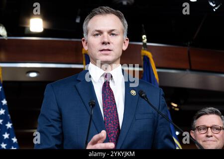 Washington, Usa. November 2024. Der US-Repräsentant Blake Moore (R-UT) sprach auf einer Pressekonferenz im US-Kapitol in Washington, DC. Quelle: SOPA Images Limited/Alamy Live News Stockfoto