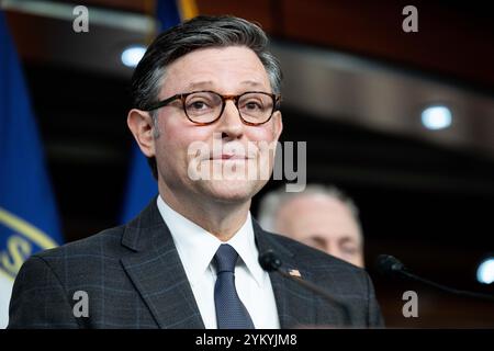 Washington, Usa. November 2024. House Speaker Mike Johnson (R-LA) sprach auf einer Pressekonferenz im U.S. Capitol in Washington, DC. Quelle: SOPA Images Limited/Alamy Live News Stockfoto