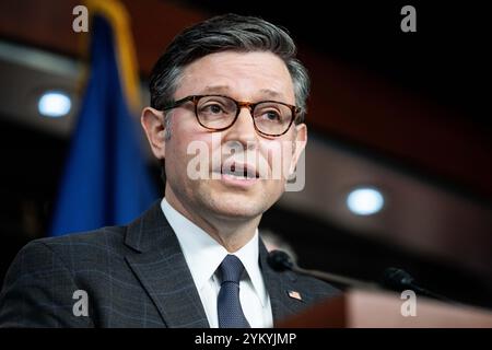 Washington, Usa. November 2024. House Speaker Mike Johnson (R-LA) sprach auf einer Pressekonferenz im U.S. Capitol in Washington, DC. Quelle: SOPA Images Limited/Alamy Live News Stockfoto
