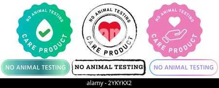 Keine Tierversuche Grausamkeit frei Garantie Informationen kosmetisches Produkt Safe freundliche Stempel Bunte Abzeichen Emblem Aufkleber Banner Etikett Knopf Design Stock Vektor