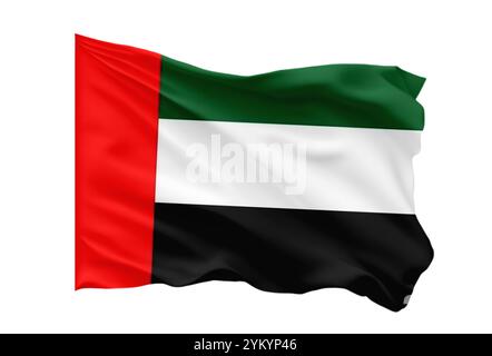 Flagge der Vereinigten Arabischen Emirate isoliert auf weißem Hintergrund mit Beschneidungspfad. Flaggensymbole der Vereinigten Arabischen Emirate. Flaggenrahmen mit leerem Platz für Ihr Stockfoto