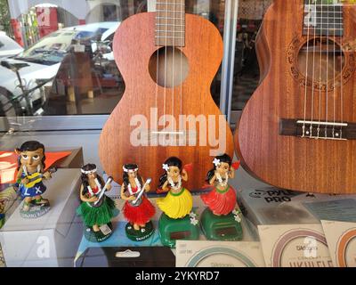 Souvenirs in einem Schaufensterladen in Papeete, Französisch-Polynesien Stockfoto