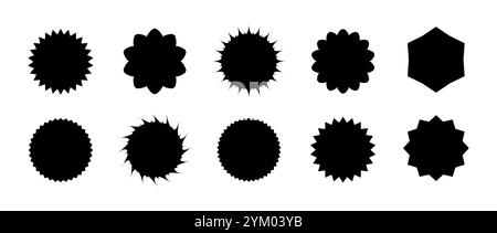 Starburst Preis. Schwarze Verkaufs- und Rabattaufkleber. Sammlung von Werbetags. Isolierte Vektorillustration auf weißem Hintergrund Stock Vektor