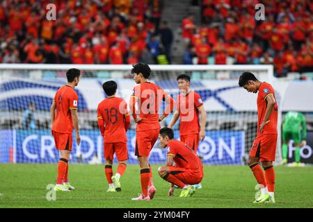 Xiamen, China. 19. November 2024. Team China während des dritten Qualifikationsspiels der Asiatischen Gruppe C zwischen China und Japan im Xiamen Egret Stadium. Quelle: Meng Gao/Alamy Live News Stockfoto