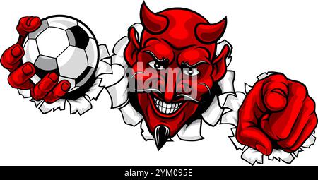 Illustration Des Maskottchens Des Devil Soccer Football Ball Stock Vektor