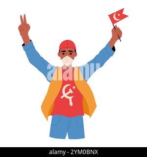 Arbeiter mit Hammer und Sichel bei einer Labor Day Parade Stock Vektor