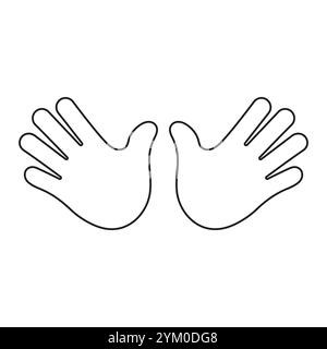 Symbol Für Doppelte Zeilenlinie. Umrisssymbol Mit Zwei Handflächen, Die Nach Außen Zeigen. Geste des Schutzes oder Zeichen anfordern. Anbieten oder schützen. Bearbeitbar Stock Vektor