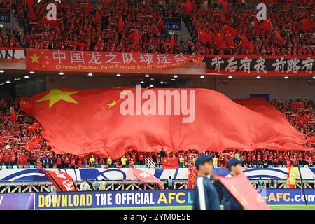 Xiamen, China. 19. November 2024. In der sechsten Runde der Gruppe C der asiatischen WM-Qualifikation 2026 in Xiamen in der südöstlichen Provinz Fujian verlor das chinesische Team am 19. November 2024 1-3 zu Hause gegen das japanische Team. Quelle: Wang Dongming/China News Service/Alamy Live News Stockfoto