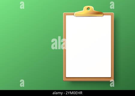 Kommunikation in der Zwischenablage, weißes Blatt Papier in der Zwischenablage, Geschäftspapier. Vektor Stock Vektor