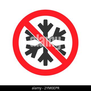 Symbolsatz nicht einfrieren. Kein einfrierendes Logo. Schneeflockeneis, Verbot, verboten, nicht erlaubt, verboten. Vektorabbildung. Isoliert am Stock Vektor