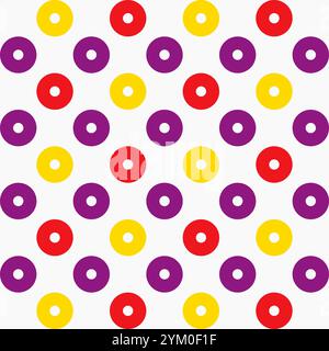Farbenfroher nahtloser abstrakter geometrischer Hintergrund mit Kreisen. Modernes minimalistisches Vektormuster mit kreisförmigem Gitter, Punktmuster, Gitter, Netz oder Netz. Si Stock Vektor