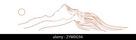 Abstrakte Gebirgslandschaft. Illustration der Vektortextur in einfacher linearer Form. Abenteuersport und Wandertourismus Design Stock Vektor