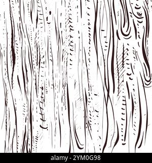 Handgezeichnete Holzstruktur. Vektor-Grunge-Hintergrund. Alter Baum mit Knoten. Vintage-Skizze Stock Vektor