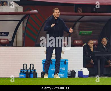 Budapest, Ungarn. November 2024. Julian Nagelsmann, Head Coach von Deutschland, reagiert während des Spiels der UEFA Nations League 2024/25 in der Gruppe A3 zwischen Ungarn und Deutschland am 19. November 2024 in Budapest. Quelle: Laszlo Szirtesi/Alamy Live News Stockfoto