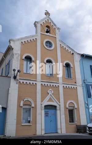 Eglise protestante unie de France in Collioure an der Cote Vermeille im Mittelmeer das Département Pyrenäen-Orientales in der Occitanie Re Stockfoto