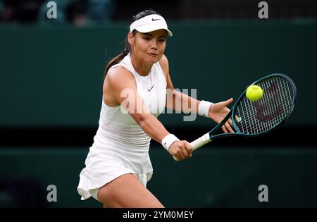 Aktenfoto vom 07-07-2024 von Emma Raducanu, die mit den Vorbereitungen für 2025 beginnen wird. Ausgabedatum: Mittwoch, 20. November 2024. Stockfoto