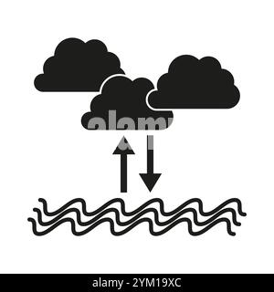 Wolkensymbol. Symbol für Verdunstungsprozess. Pfeile zeigen den Zyklus an. Wasserbewegungsvektor. Stock Vektor