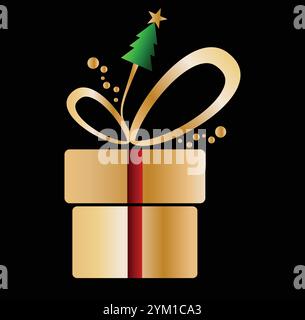 Geschenkboxen mit goldenen Bändern warten darauf, zu weihnachten, zum Geburtstag oder zu anderen Feierlichkeiten geöffnet zu werden Stock Vektor