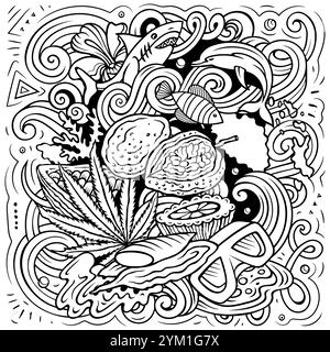 Vektor lustige Kritzelillustration mit Grenada Thema. Skizziertes Design, das das Wesen der nordamerikanischen Kultur und Traditionen in einem verspielten Auto einfängt Stock Vektor