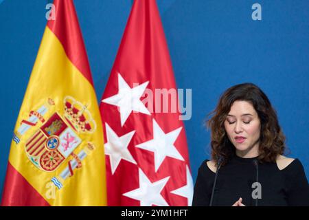 Madrid. Spanien. 20241120 nimmt Isabel Diaz Ayuso, Präsidentin von Madrid, am 20. November 2024 in Madrid, Spanien, an der 85. Ausgabe der „Madrid Press Association Awards“ im Real Casa de Correos Teil Stockfoto