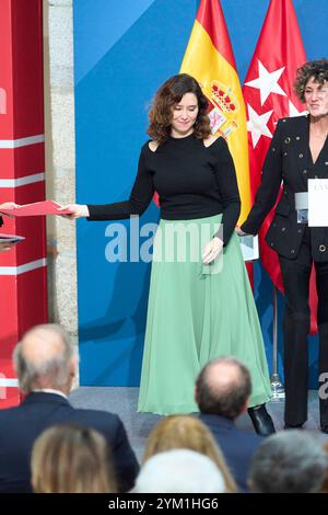 Madrid. Spanien. 20241120 nimmt Isabel Diaz Ayuso, Präsidentin von Madrid, am 20. November 2024 in Madrid, Spanien, an der 85. Ausgabe der „Madrid Press Association Awards“ im Real Casa de Correos Teil Stockfoto